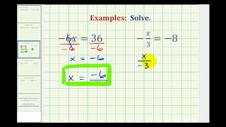 Ex Solving One Step Equation by MultDiv Integers Var on Left [upl. by Izogn718]