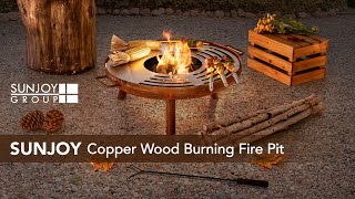 Fire Pit Grilling Ideas  Sunjoy Steel Wood Burning Fire Pit with Stainless Steel Baking Sheet [upl. by Dranyar]