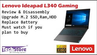 Lenovo Ideapad L340 gaming Review Disassembly upgrade m2 ssd hdd ram battery easy [upl. by Nauqahs789]