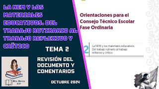 LA NEM Y LOS MATERIALES EDUCATIVOS DEL TRABAJO RUTINARIO AL TRABAJO REFLEXIVO Y CRÍTICO [upl. by Hashum183]