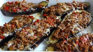 Lamb Mince stuffed Aubergines How to cook video recipe [upl. by Shawnee]