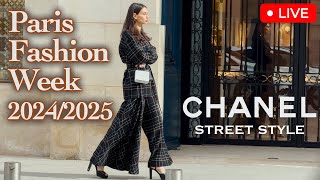 CHANEL 🇫🇷 Street Style FallWinter 20242025 Paris Fashion Week What are people wearing in Paris [upl. by Gasparo]