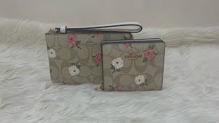 Coach Wristlet and Coach Snap Wallet In Signature Canvas With Floral Print Unboxing [upl. by Airdua638]