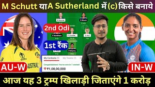 AUW vs INAW 2nd Odi Dream11 Prediction Australia Women vs India Women Dream11 Team [upl. by Kihtrak918]