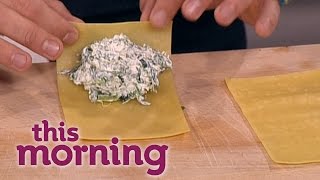 Gino DAcampo Cooks Rocket Spinach And Ricotta Cannelloni  This Morning [upl. by Ardnusal]