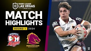 NRL 2024  Roosters v Broncos  Match Highlights [upl. by Robenia]