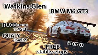 ACC 110  BMW M6 GT3  Watkins Glen  FREE stable Race amp Qualy setups retro [upl. by Mckenzie]