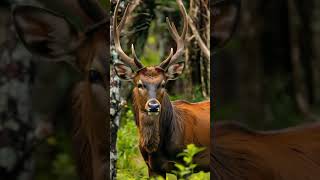 AI Stock Sambar Deer in Jungle ai stockvideo sambar deer wildlife video shorts animal free [upl. by Ayotak]