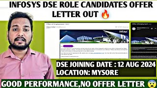 INFOSYS DSE ROLE CANDIDATES ASSESSMENT RESULTS UPDATE  INFY SENDING OFFER LETTER  JOINING DATE OUT [upl. by Nunci]