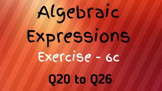 Algebraic Expressions Chapter  6 Exercise  6 c  Q 11 19  Class 7th  Maths In [upl. by Felicle]