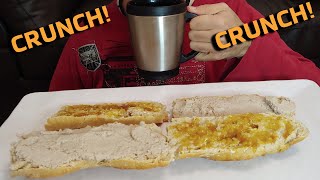 ASMR BAGUETTE BREAD APRICOT JAM AND PORK PATE CRETONS CRUNCHY EATING SOUNDS MUKBANG [upl. by Malissa]