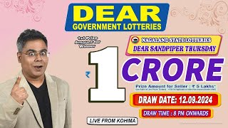 DEAR SANDPIPER THURSDAY WEEKLY DEAR 8 PM ONWARDS DRAW DATE PM 12092024 NAGALAND STATE LOTTERIES [upl. by Brennan]