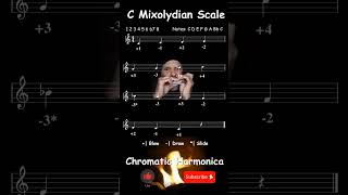 Scales e Modes  C Mixolydian Scale ascending and descending Jazz Chromatic Harmonica Tabs Key of C [upl. by Chapel]