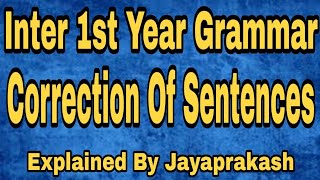 Correction of sentences Inter First year English Grammar [upl. by Parris]