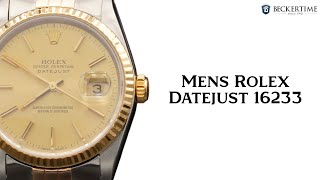 Mens Rolex TwoTone Datejust Watch Gold Champagne Dial 16233 [upl. by Rialb]