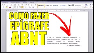 Como fazer Epígrafe de Trabalho Acadêmico Nas Normas ABNT [upl. by Cadmarr]