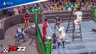 WWE 2K22 Neymar Mbappe vs Haaland Mahrez vs Van dijk Salah vs Vini jr Benzema  Ladder 4K [upl. by Flem]