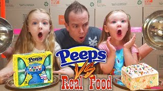 REAL FOOD VS PEEPS  Easter Games  Sis vs Sis Peeps Challenge [upl. by Tuttle]