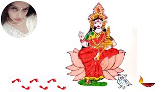 Laxmi Mata Drawing EasyHow To Draw Laxmi Mataji Step By Step For BeginnersDiwali Special Drawing [upl. by Sudaorb]