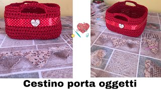 TUTORIAL cestino portaoggetti alluncinetto tutorial uncinetto [upl. by Nelleh22]