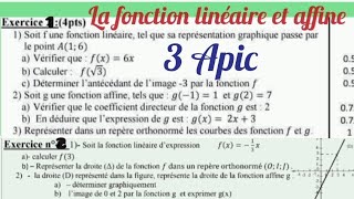 la fonction linéaire et affine séance 5 Modèle dexamen 3 Apic [upl. by Tanhya]