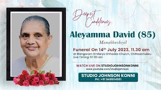 Funeral Service  Aleyamma David 85 Manakkuzhiyil  Live Telecast  Studio Johnson [upl. by Koralie]