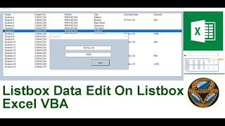 Listbox Data Edit On Listbox Userform Excel VBA [upl. by Schulz]