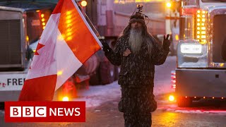 Canada trucker protests prompt state of emergency  BBC News [upl. by Attaymik363]