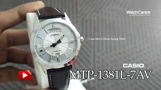 Casio Brown Leather Mens Wrist Watch Model MTP1381L7AV in Classic Silver Dial [upl. by Thom]