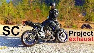 SC PROJECT AUSPUFF  YAMAHA MT 07  FZ 07  OHNE DB KILLER [upl. by Selin]