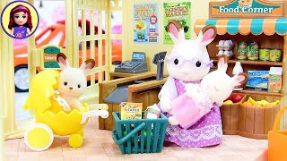 Sylvanian Families Calico Critters Grocery Market Setup amp Silly Play [upl. by Olson630]