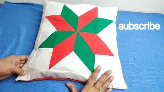 How to make beautiful patchwork star cushion cover and cutting and stitching  Cushion Design [upl. by Eltsyrc]