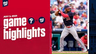 Nationals vs Phillies Game Highlights 7223  MLB Highlights [upl. by Neoma339]