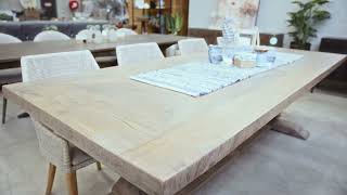 Tuscany dning table with double pedestal legs santosafurniturewarehouse [upl. by Tennes]