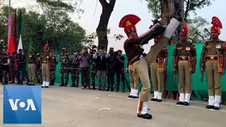 FlagLowering Ceremonies Resume at IndiaBangladesh Border After Coronavirus Hiatus [upl. by Luedtke]