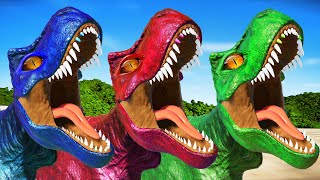 Jurassic World Evolution🌍Colorful TRex Team vs Super Hero Dinosaurs Fight [upl. by Malamud]