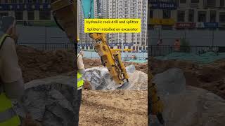 Hydraulic rock drill and splitter Made in Rilong China Splitter installed on excavator [upl. by Syah939]