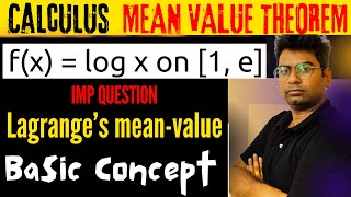 Verify Lagrange’s meanvalue theorem for the function fx  log x on 1 eLagrange’s meanvalue [upl. by Asiar]