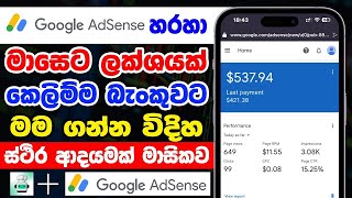 මාසෙට රුපියල් ලක්ෂ ගණන් හොයන්න පුළුවන් වැඩක්  Google Adsense Sinhala [upl. by Retsae721]