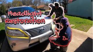 Beginners Guide to Headlight Restoration Teaching Another Local Detailer [upl. by Iatnahs]