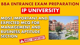 BBA Entrance Exam Preparation  Most important mcq for business and management section  IPU CET [upl. by Dalt]