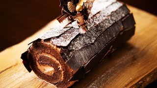 How to make Christmas Chocolate Log Cake “Bûche de Noël au chocolat” [upl. by Tecu]