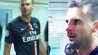 Thiago Motta is HEADBUTTED by Brandão BROKEN NOSE  PSG vs Bastia [upl. by Panta]