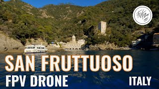 Abbazia di San Fruttuoso Camogli Portofino Italy  FPV drone explore FAI monument 4K [upl. by Atinrev]