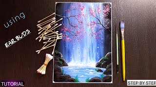 Easy Waterfall Landscape Painting tutorial for beginners  Step by step Waterfall Landscape Paintin [upl. by Aiciled]