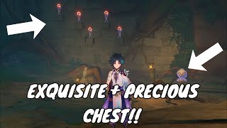 Shirikoro Peak Underground Torch Puzzle Guide  Exquisite  Precious Chest Genshin Impact [upl. by Notxed]