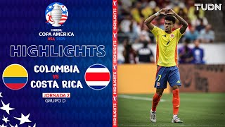 HIGHLIGHTS  Colombia vs Costa Rica  Copa América 2024  J2  TUDN [upl. by Ellis973]