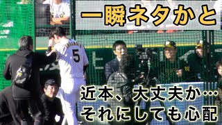 『近本大丈夫か…ファン感謝で自打球』トレーナーも駆けつけ一目散で引っ込む [upl. by Daeriam809]