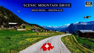 4K HDR Relaxing Scenic Mountain Drive In Switzerland🇨🇭  Brischeru To Oberwald I with Ambient Music [upl. by Four290]