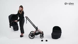 How to Attach the Lux Carry Cot I ePRIAM Stroller Travel System I CYBEX [upl. by Leunam]